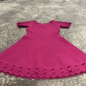 MILLY HOT PINK SCALLOPED CUT OUT KNIT DRESS KIDS 7/8. NO LONGER MADE